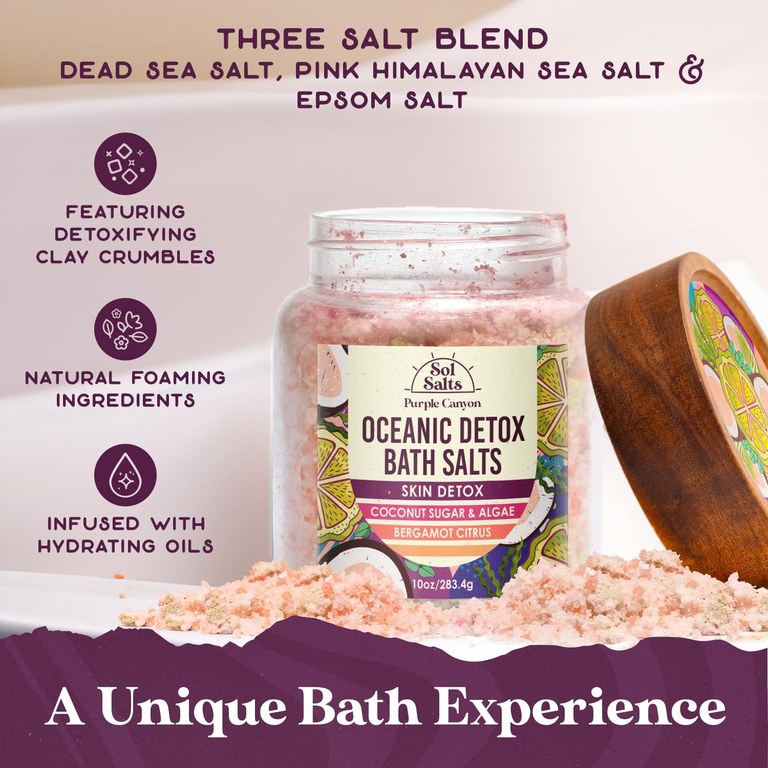 Amazon.com : PURPLE CANYON SolSalts Oceanic Detox Bath Salts 10oz