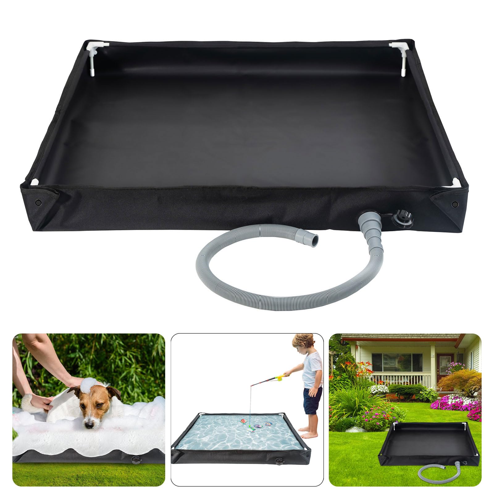 Lavabos de ducha plegables con manguera de drenaje, bandeja de ducha portátil para viajes a la playa, bandeja de ducha plegable para camping