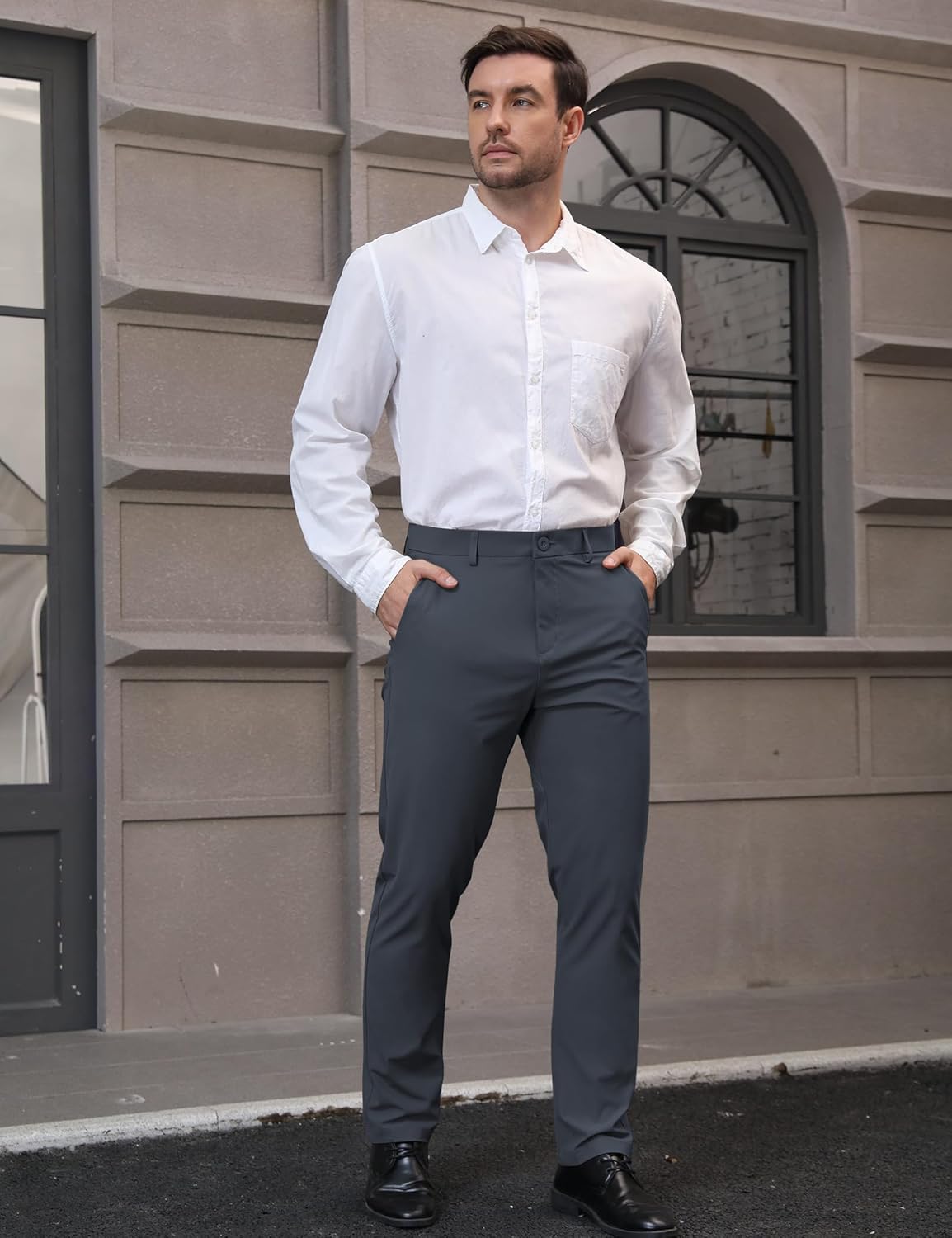 Mens Golf Pants Stretch - Lightweight Quick Dry Work Dress Pants 30" Slim Fit Casual Slacks for Men with 6 Pockets - Image 2