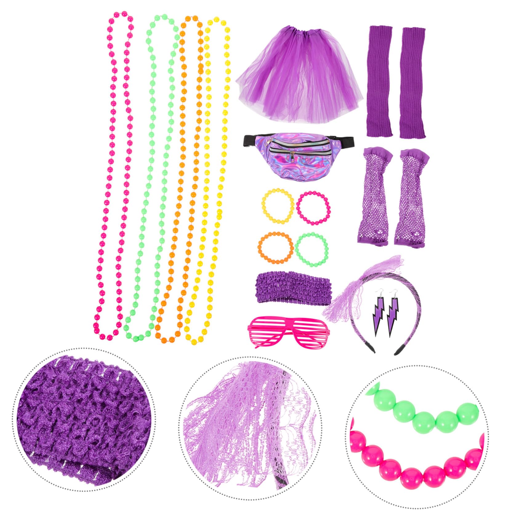 LIFKOME S Neonfarbene House Partykleidung Für Frauen Abschlussballkostüm S Accessoires Für Frauen Bunte Halskette Kostümzubehör S Für Neonfarbene Shutter Brille Aus