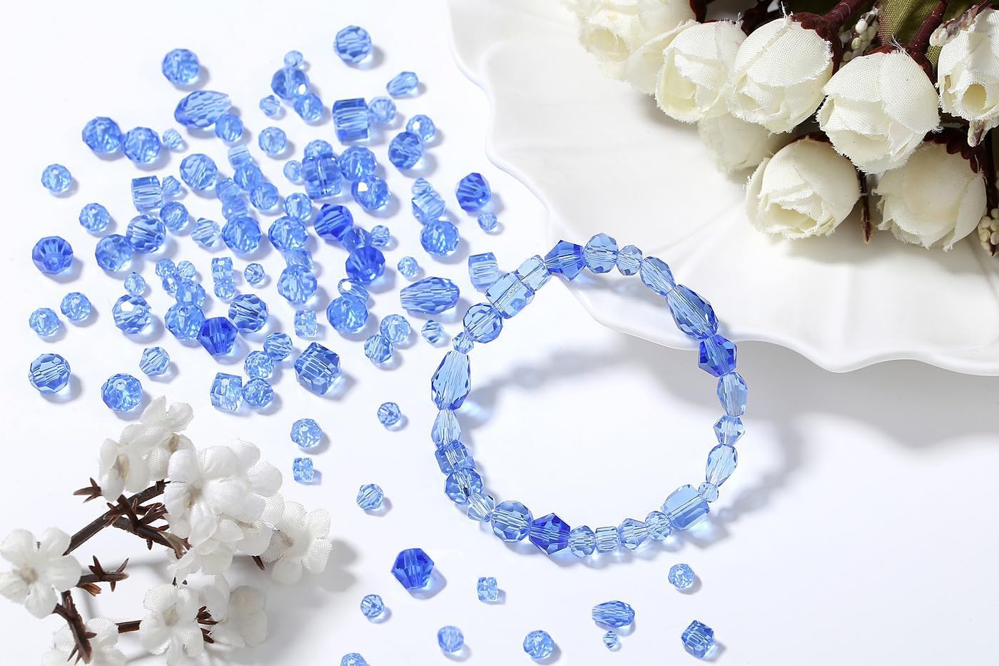 XIANNVXI 800pcs Faceted Blue Glass Beads for Jewellery Making 4/6/8mm Blue Beads for Crafting for Vases, 4mm, 6mm, 8mm - Image 3