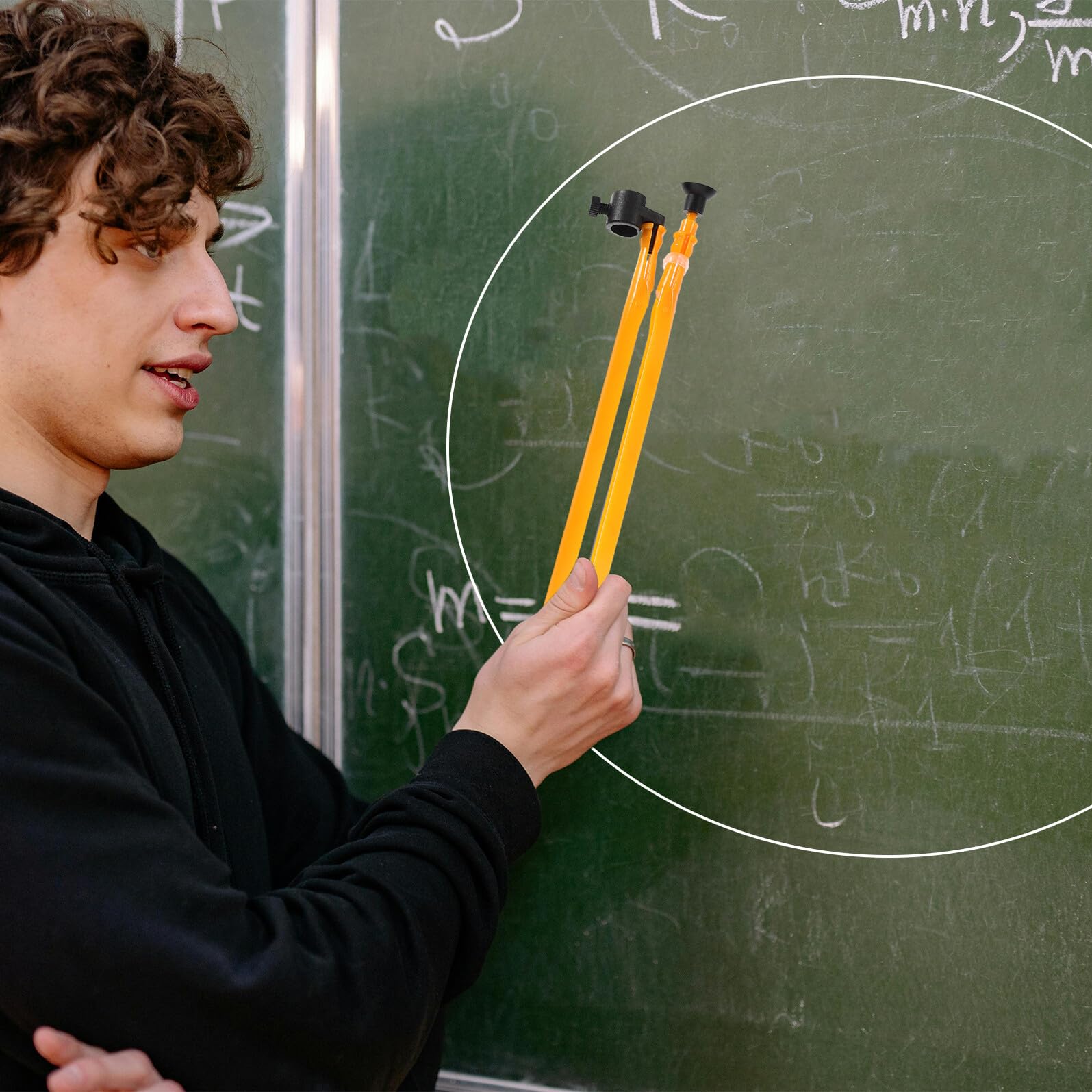 Housoutil 6 Piezas Herramienta de Enseñanza de Geometría Compás Plástico Grande para Pizarra con Ventosa Compatible con Tiza y Marcador Dibujo Fácil de Círculos y