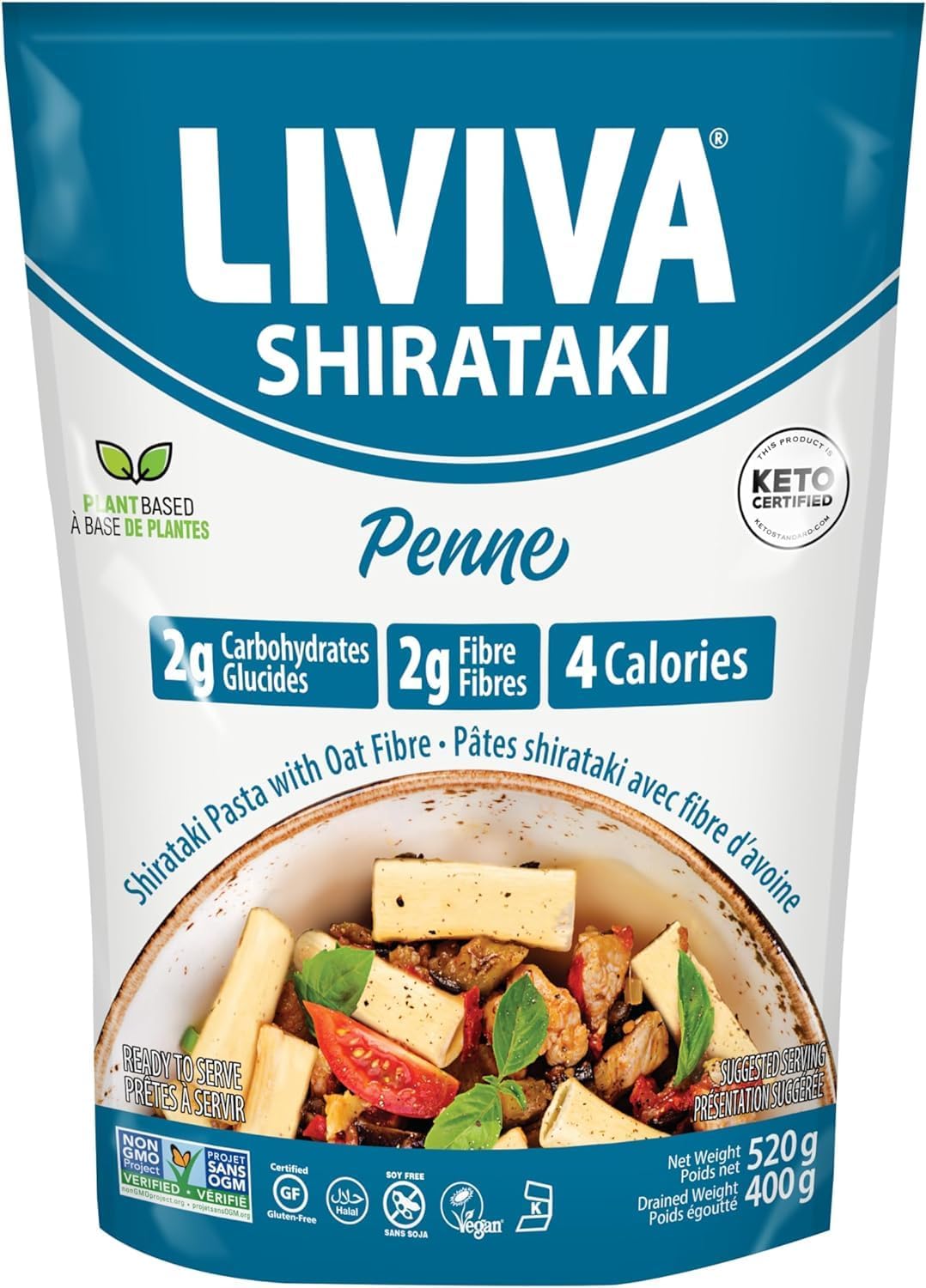 Liviva Organic Penne with Oat Shirataki Pasta, 520 GR