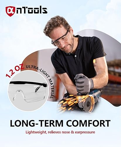 Miniatura 3 de Paquete de 2 lentes de seguridad ANSI Z87+, antivaho y resistentes a los arañazos, patillas ajustables, gafas protectoras transparentes, gafas de