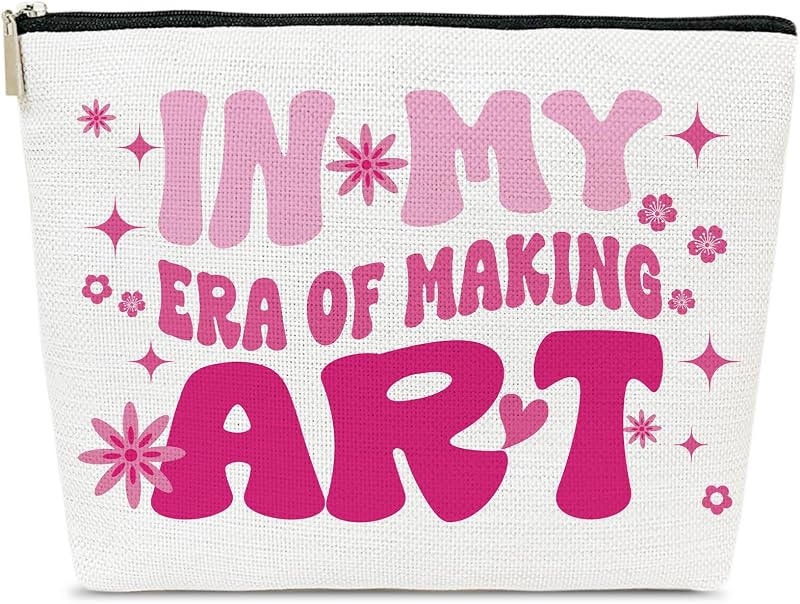 Necessaire de maquiagem em lona ELSGFHSU com zíper, estampa artística Style 0214, Pacote com 1
