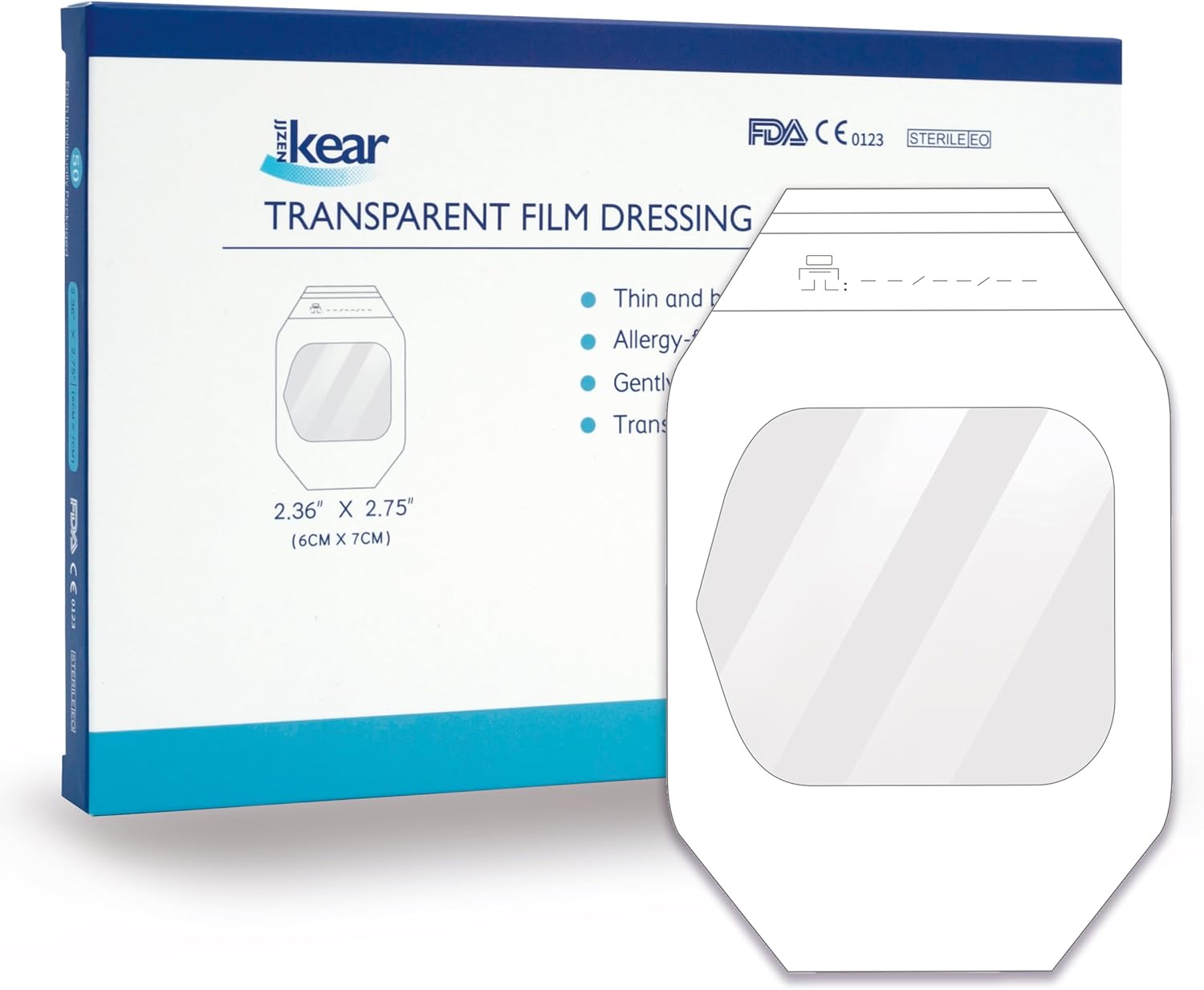 2.3"x2.75"-100 Individual Packages Transparent Sterile Waterproof Film Dressings for Wound Cover - Medical Grade - Clear Adhesive Skin Bandages for IV Shield, Tattoo Aftercare (TP,2.3" x2.7"-100PCS)