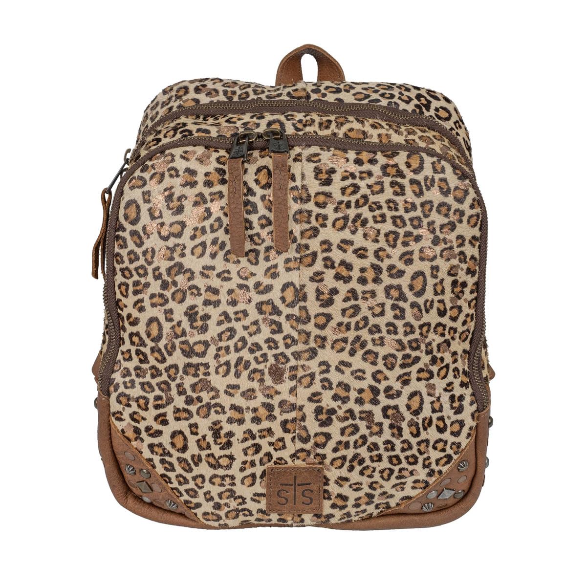STS Ranchwear Womens Great Plains Mini Leopard Print/Brown Leather Backpack OS