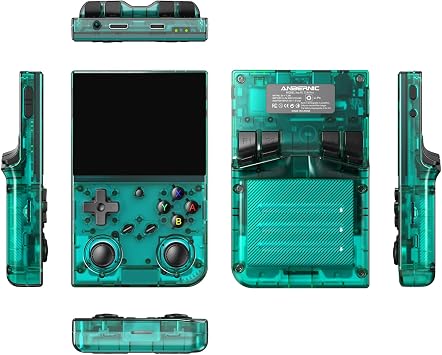 RG35XX Pro Handheld Game Consoles RG35XXPro Retro Gaming Console with 64GB Card 4353 Games Video Game Console Pocket Arcade Support 30+ Simulators WiFi Bluetooth HD Output Transparent Teal
