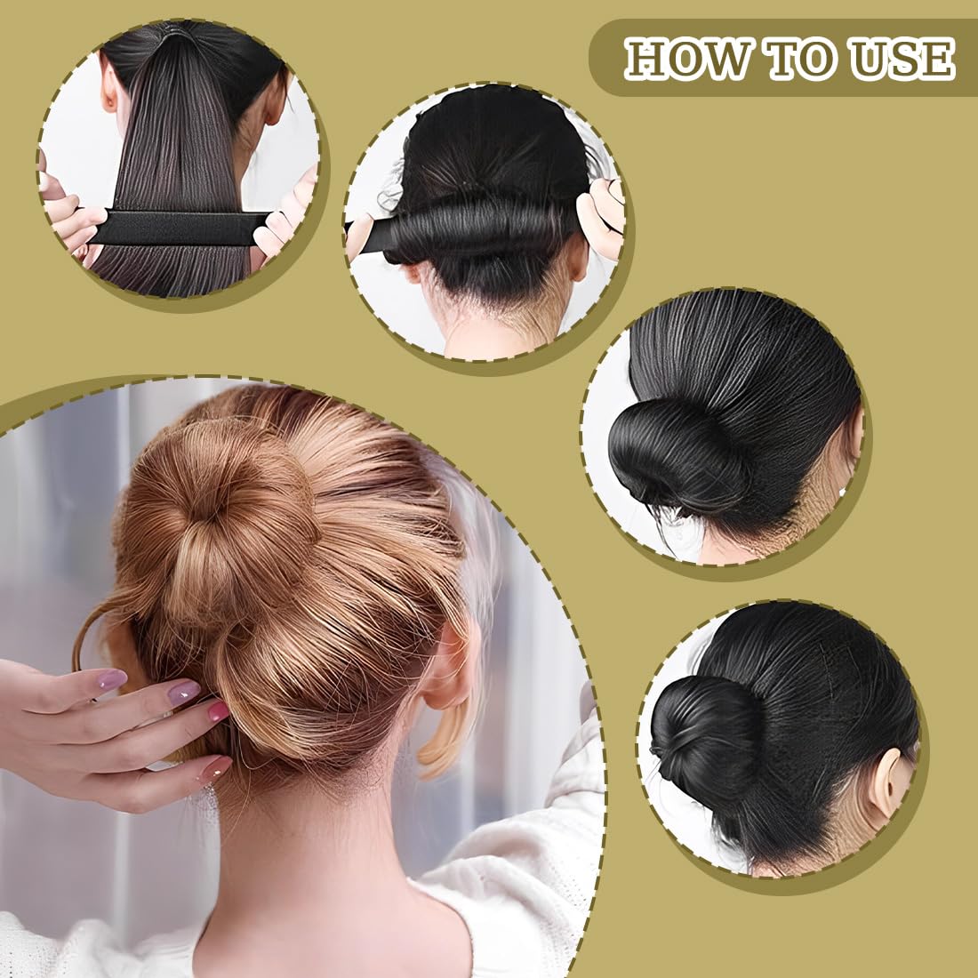 2 Pezzi Chignon per Ciambella, Chignon Facile Per Capelli Chignon Bun Maker, Fashion Hair Styling Clip Hairstyle DIY Tool per Ragazza Donne,accessori capelli,French Twist Accessori Capelli