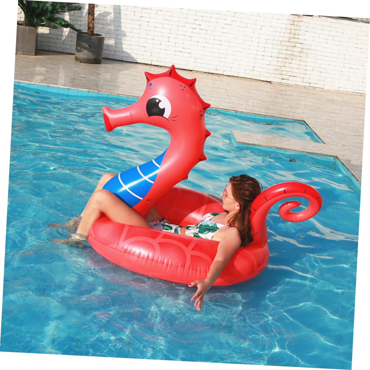 VICASKY Salvagente in Gonfiabile per Adulti Salvagente Galleggiante per Piscina e Spiaggia Design Cavalluccio Marino Facile da Gonfiare e Sgonfiare