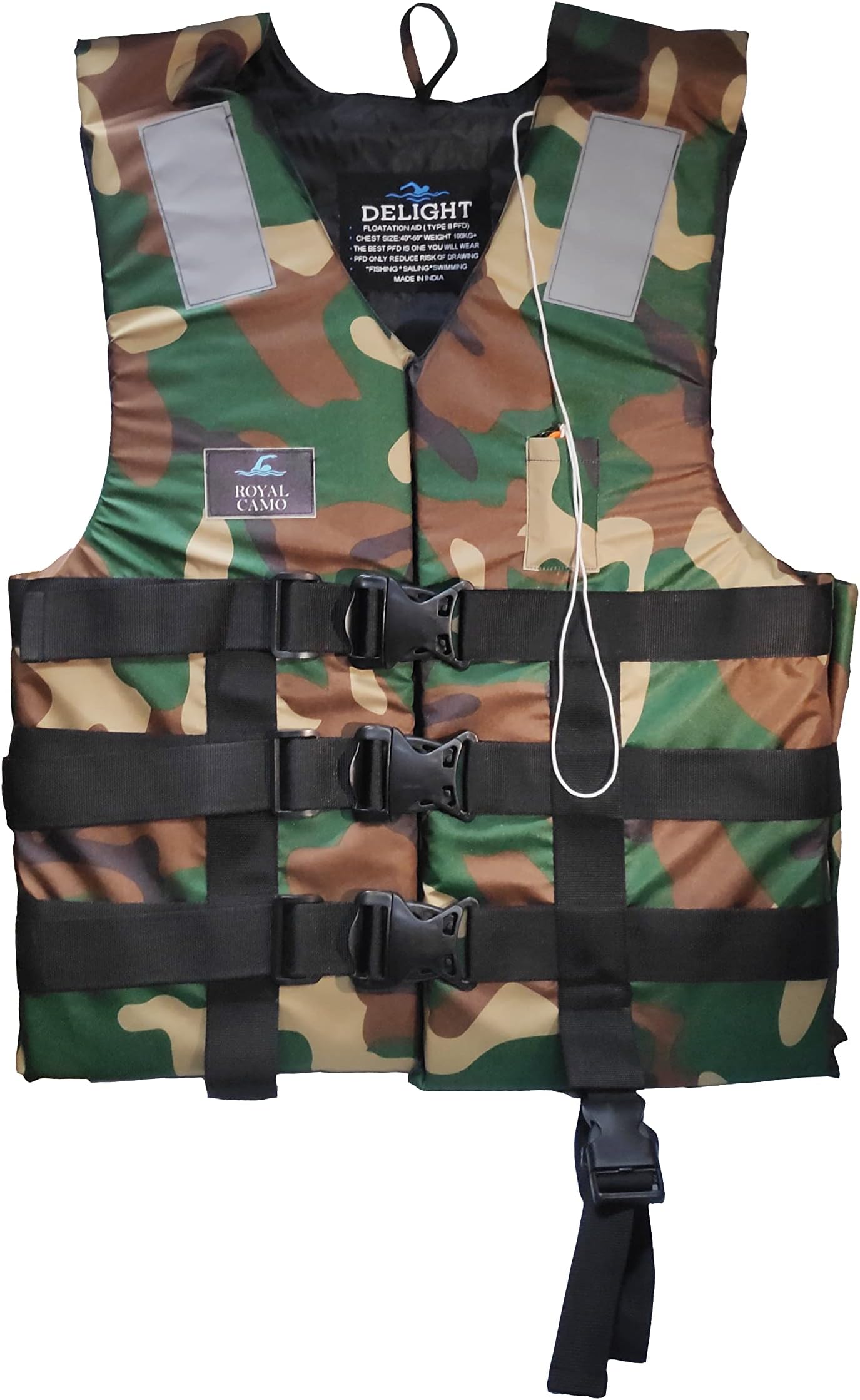 Delight Army Safety Life Jacket Weight for Adult (Capacity 80+ beyoncy 100-150N, Green)