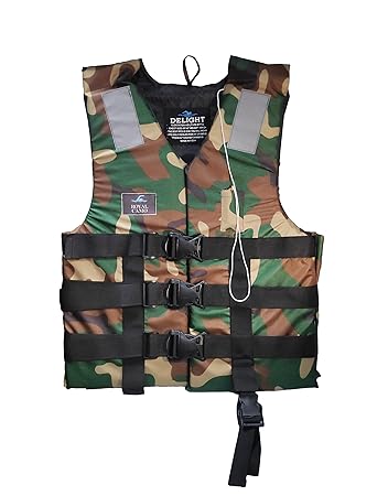 jilani Delight Army Safety Life Jacket Weight for Adult (Capacity 80+ beyoncy 100-150N, Green)