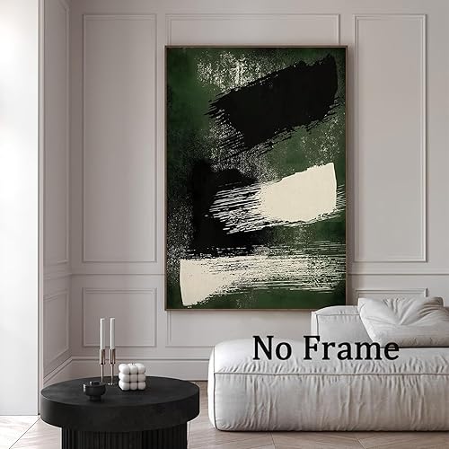 Miniatura 2 de Arte de pared bohemio negro verde beige abstracto lienzo impresiones geométricas verde beige negro cuadro pared verde oscuro negro beige pintura