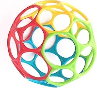 Bright Starts Oball Classic Easy Grasp Ball - BPA-Free 4" Infant Toy for Newborns, Builds Fine & Gross Motor Skills, Multi-Color
