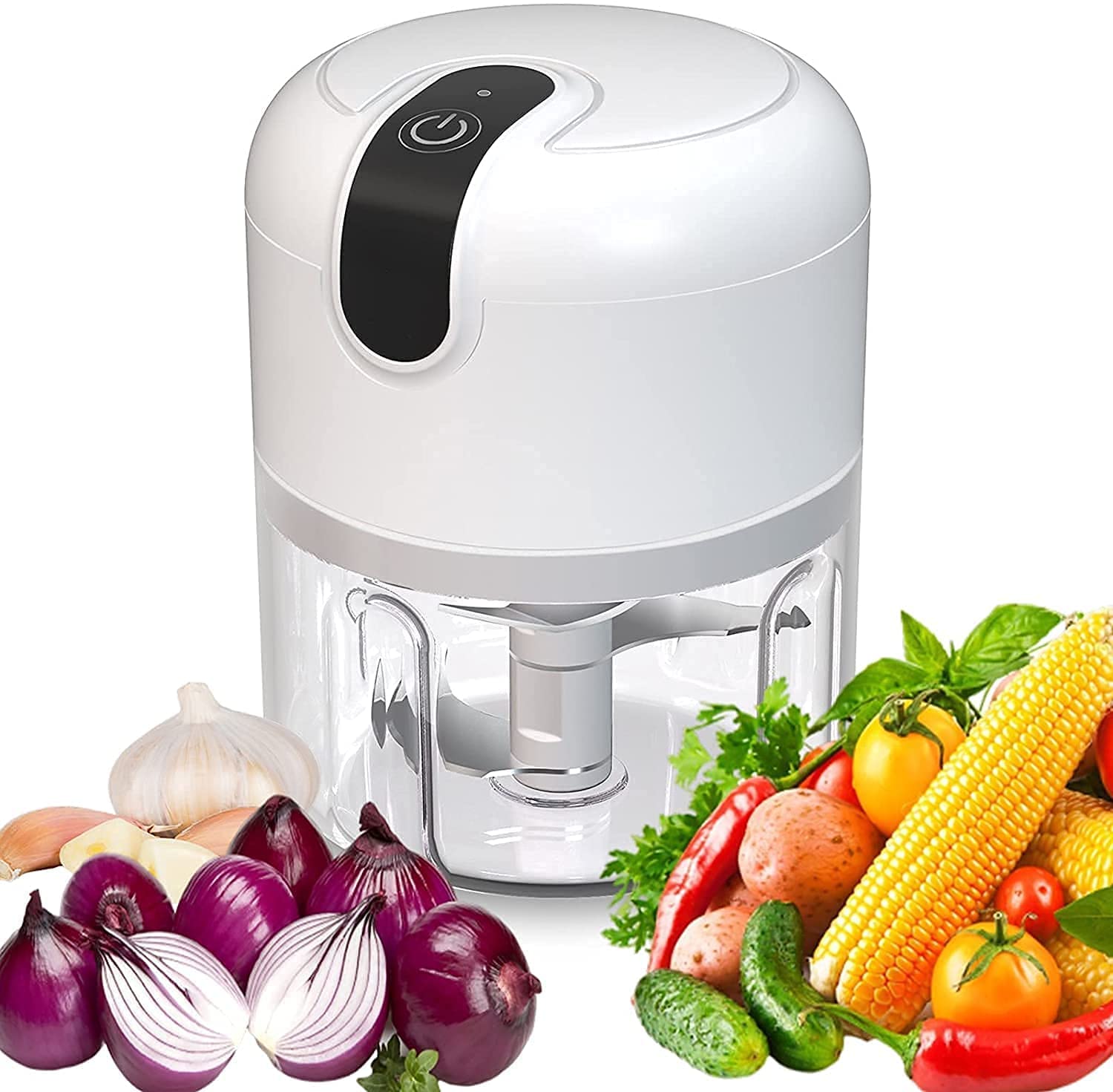 Mini Garlic Chopper 37W Waterproof Blender Grinder with USB Small Wireless Food Processor Portable Mini Garlic Choppers Blender Mincer For Ginger Onion Vegetable Meat Nut Chopper[ multicolor](250ML)-image-27