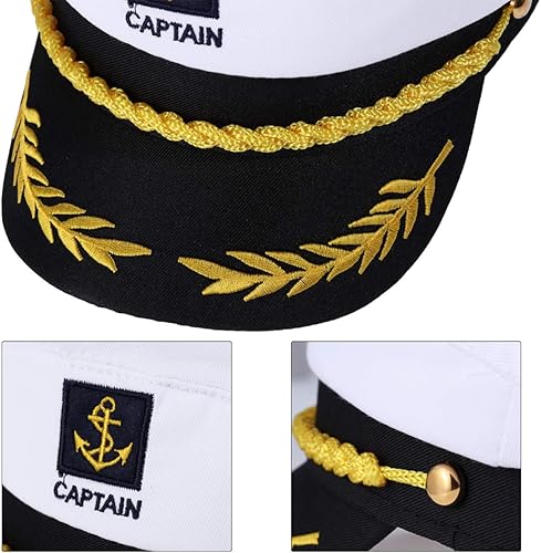 Miniatura 7 de TENDYCOCO Gorra de capitán de yate bordada de capitán marinero 8.9 x 6 x 3.5