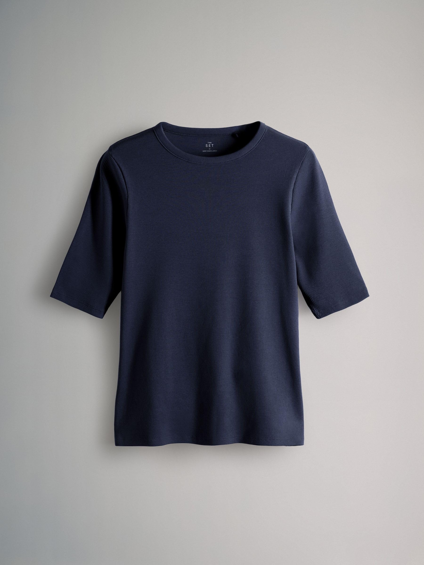 THE SET Femme T-Shirt côtelé à Manches mi-Longues, Lot de 5 | Coupe standard