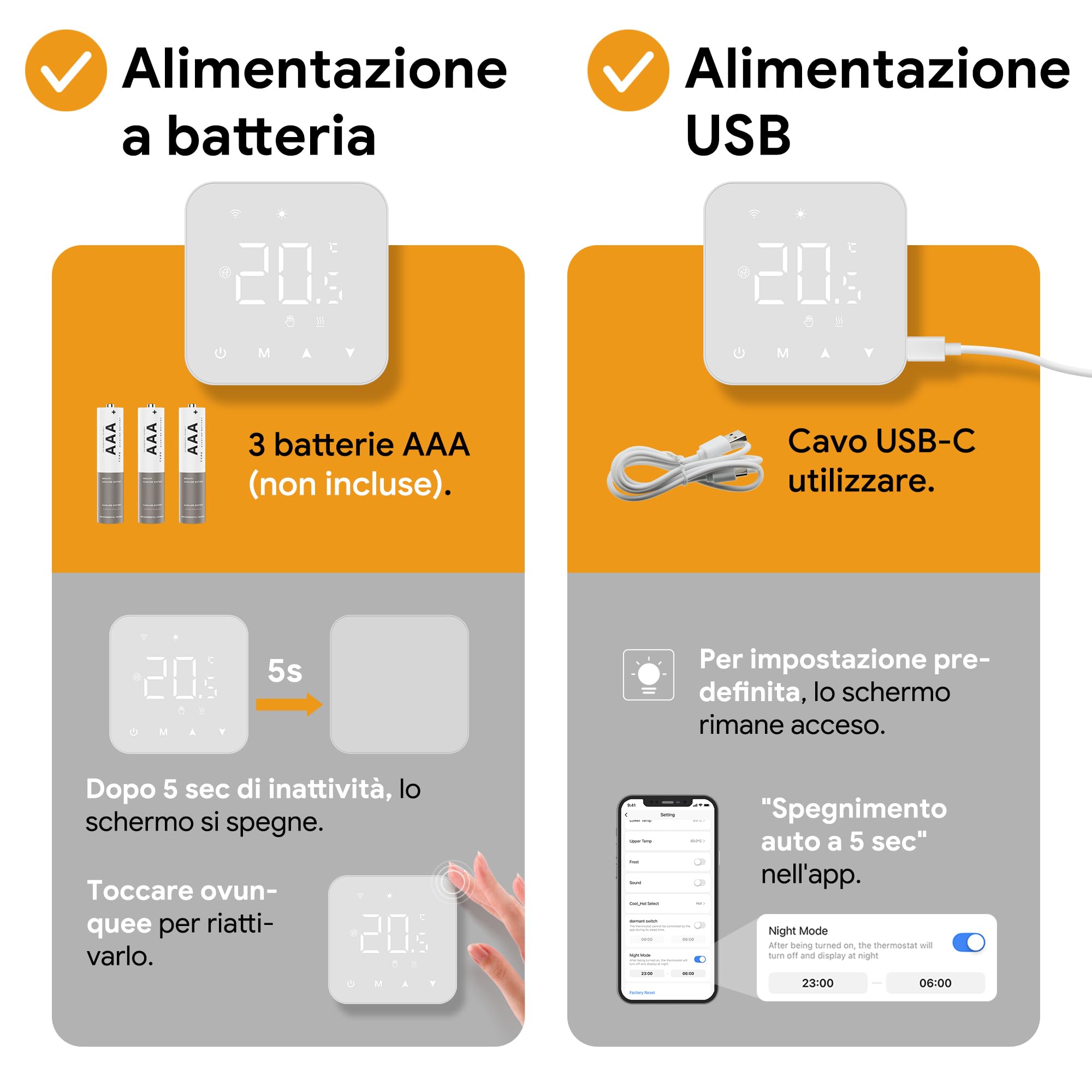 Termostato Wifi A Batteria, Termostato Caldaia Smart 2 Fili Cronotermostato Digitale Per Caldaia A Gas, Tuya Thermostat Ambiente Unterstützung Für Google Assistant Und Alexa Bianco