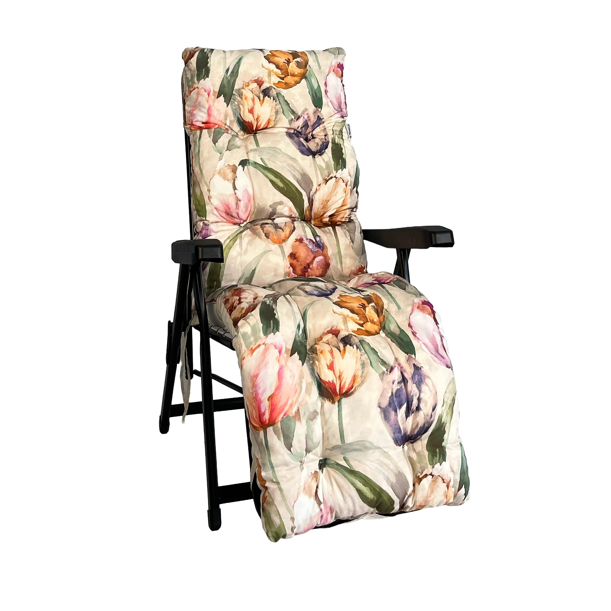 TECNOCUCI Cuscino per Sdraio Imbottito con poggiapiedi (160x45cmx10cm) - Realizzato in Italia - Ricambio Cuscino Ideale per Sdraio da Giardino