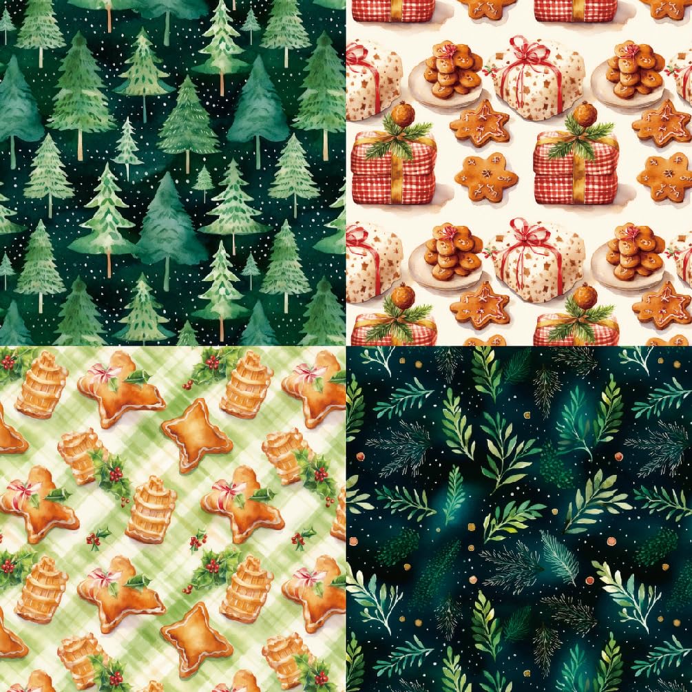 24 Blatt Weihnachtspapier – 12 Designs, 30,5x30,5 Cm, Für DIY Karten & Scrapbooking
