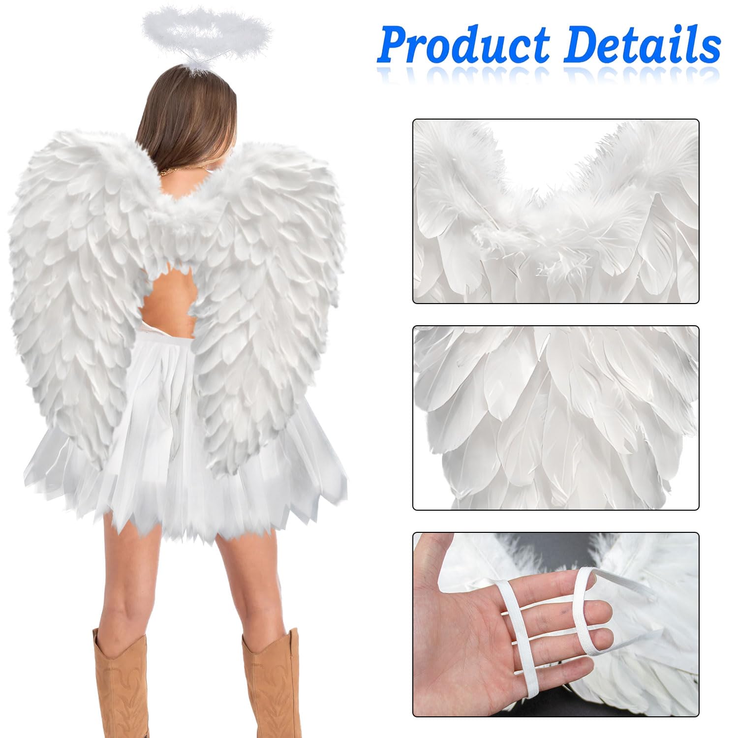 Disfraz de ángel para adultos, alas de ángel, disfraz de Halloween para mujer, alas de ángel para niños, falda de tutú, vuelos de ángel, aureola