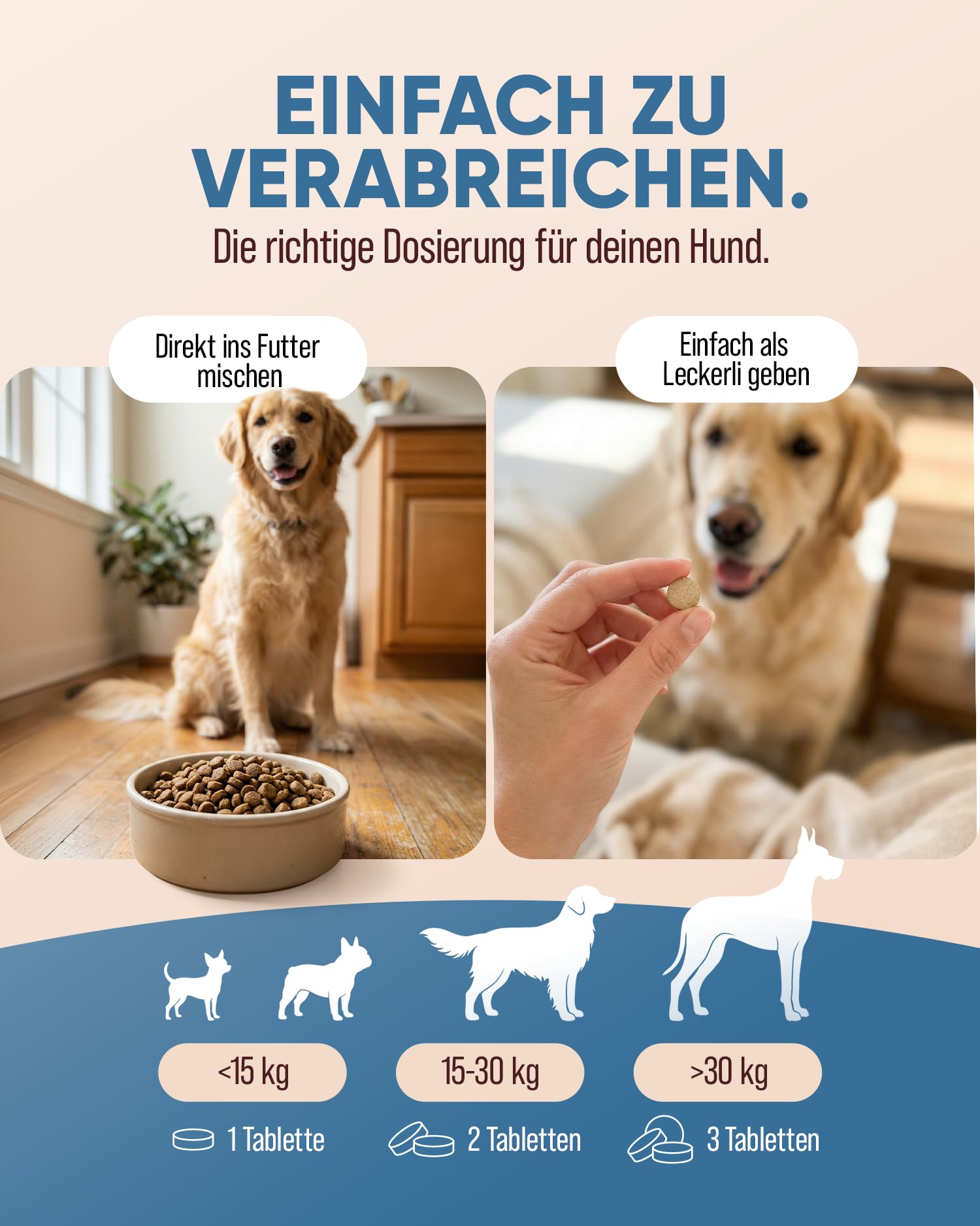 Tierkraft Beruhigungstabletten für Hunde, 100 Stück, Made in Germany | Silvester, Gewitter, Autofahrt & Tierarzt · mit Baldrian, Johanniskraut, Hefe, natürliche Kräuter hohe Akzeptanz