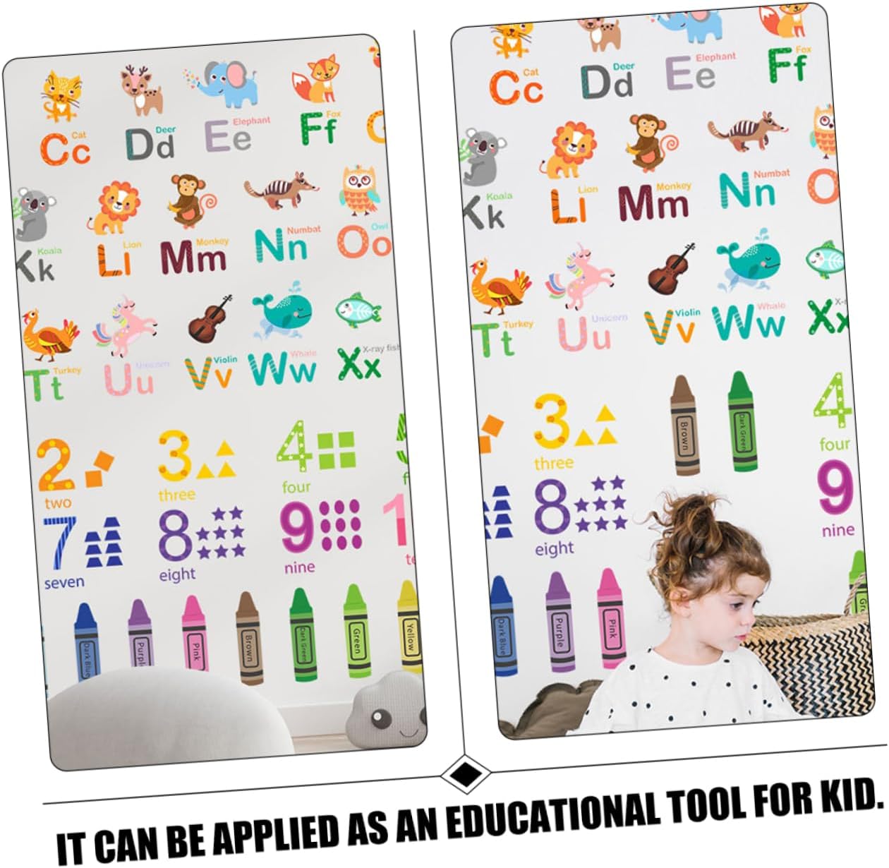 Uonlytech 1Set Removable Alphabet and Number Wall Stickers for Bedrooms Nursery Decor Cartoon Animal Design Fun Learning Experience for Kindergarten and Playrooms