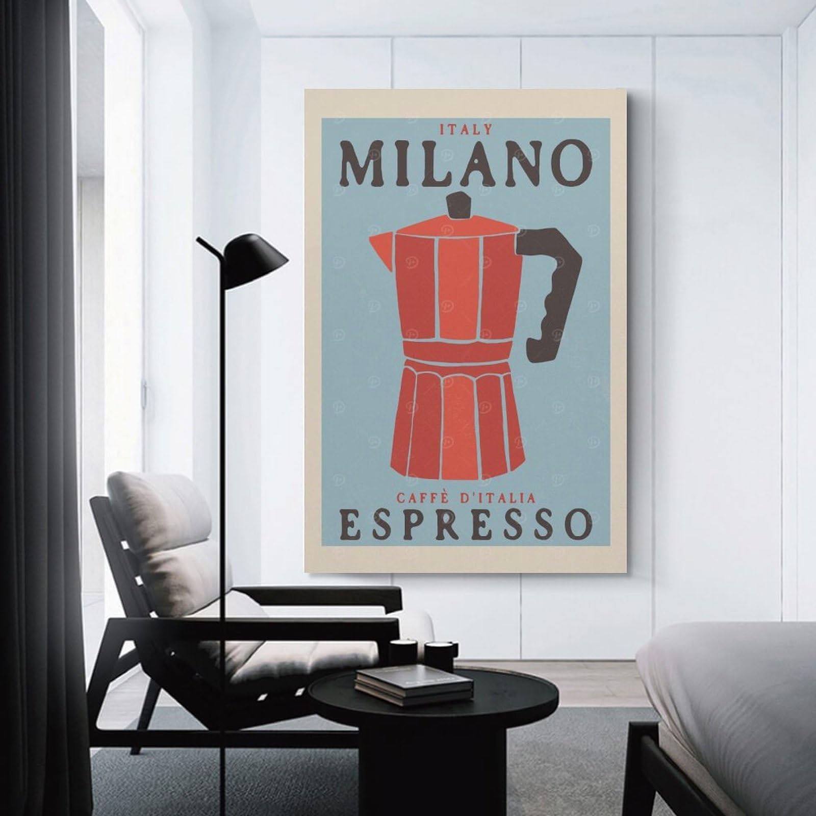 Junmoney Unframe-Style-4 Milano Espresso Cafe Canvas Wall Decor, 20X30inch(50X75cm), For New Homes, Bedrooms Or Workspaces, Gift Idea For Housewarming And Birthdays