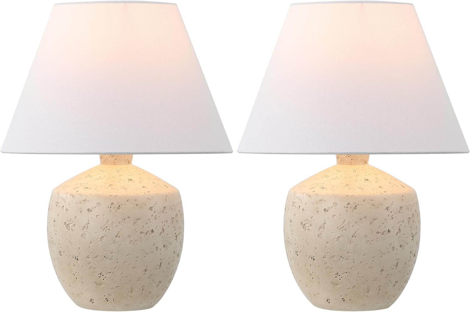 JONATHAN Y JYL5606C-SET2 Myron 18" Minimalist Scandinavian Concrete Effect Resin/Iron LED Table Lamp for Bedroom, Living Room, Office, College, Nightstands and Coffee Table, Cream (Set of 2)