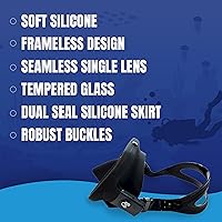 Vista 4 de Spartacus Frameless Dive Mask, Ultra-Clear Low-Iron Glass, Wide View, Low Volume, 100% Silicone Skirt