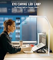 Vista 3 de Lámpara de escritorio LED para el hogar y la oficina con base, luz de tarea para arquitectos que cuida los ojos con cuello de ganso ajustable