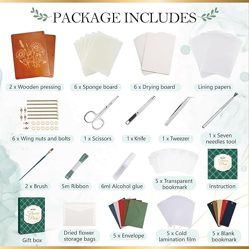 Miniatura 2 de Aboofx Kit de prensa de flores extra grande de 15.7 x 11.8 pulgadas, kit de prensado de flores de madera de 6 capas, kit de manualidades y
