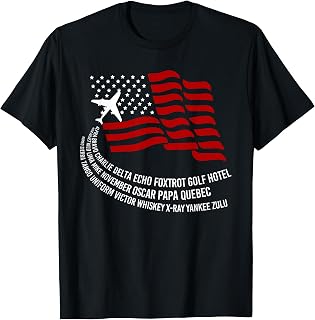 Phonetic Alphabet | American Pilot Airplane USA Flag Shirt Women Men T-Shirt