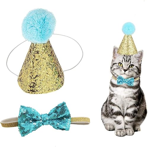 Juego de sombrero de jazz de fiesta de Navidad y corbatín con lazo brillante, diadema ajustable para gatitos, cachorros, perros pequeños y gatos
