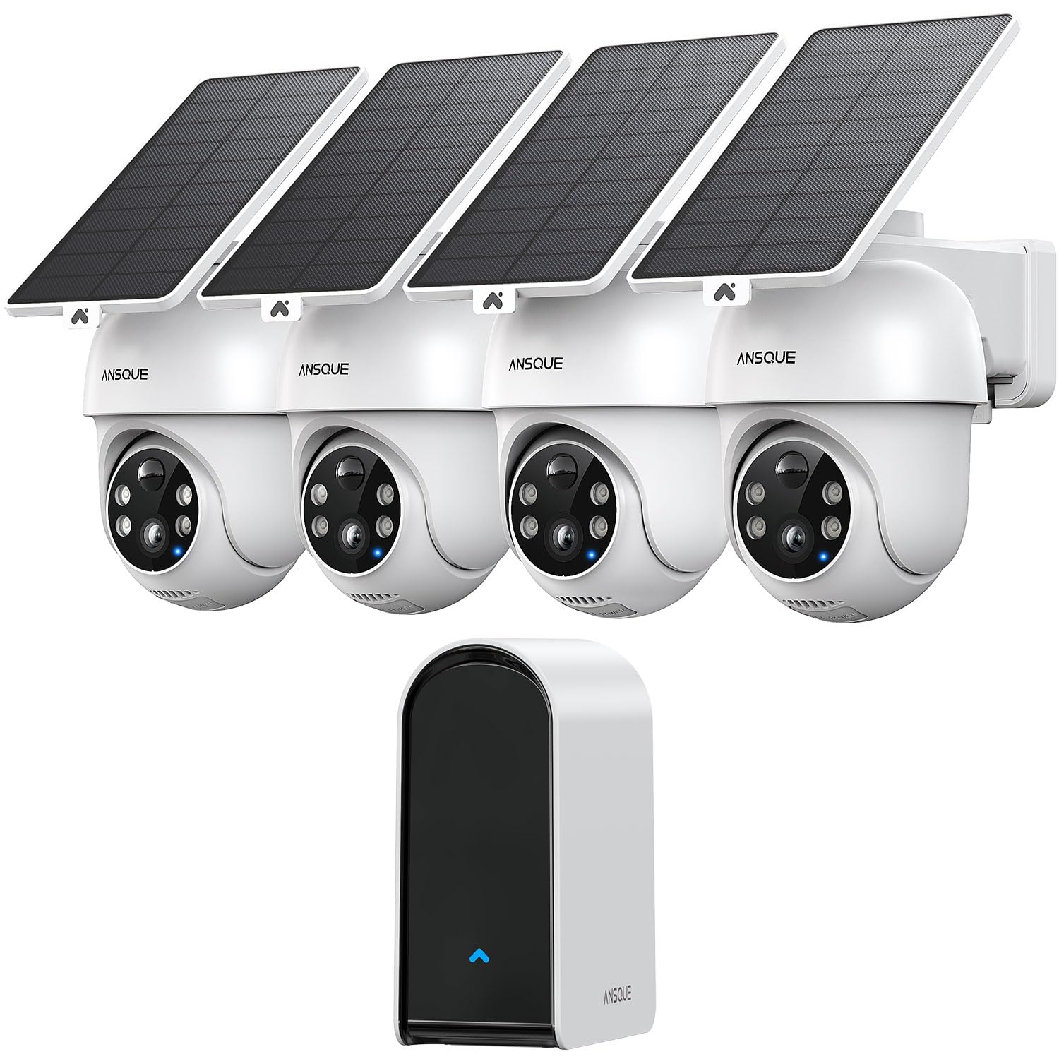 - Security Cameras Wireless Outdoor Home System, 4 Camera Kit, No Subscription Fees, Solar Powered, Local Storage, 365-Day Battery Life, 360°PTZ Surveillance, Auto Tracking, 2K Color Night Vision
