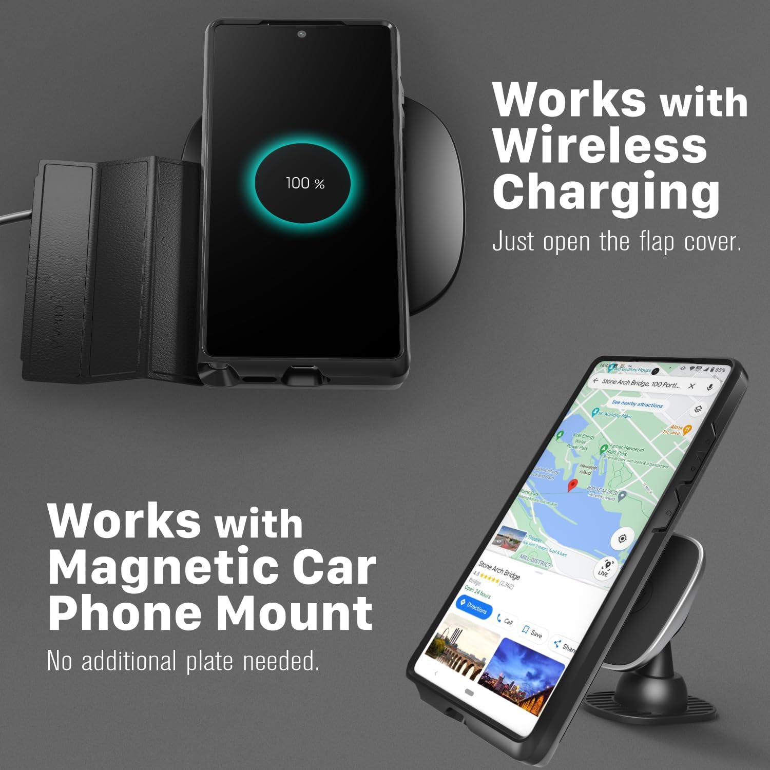 VENA vCommute for Samsung Galaxy S25 Ultra (2025) Wallet Case, [Military Grade Drop Protection] Flip Leather Cover Slot Card Holder with Kickstand - Black - Image 7