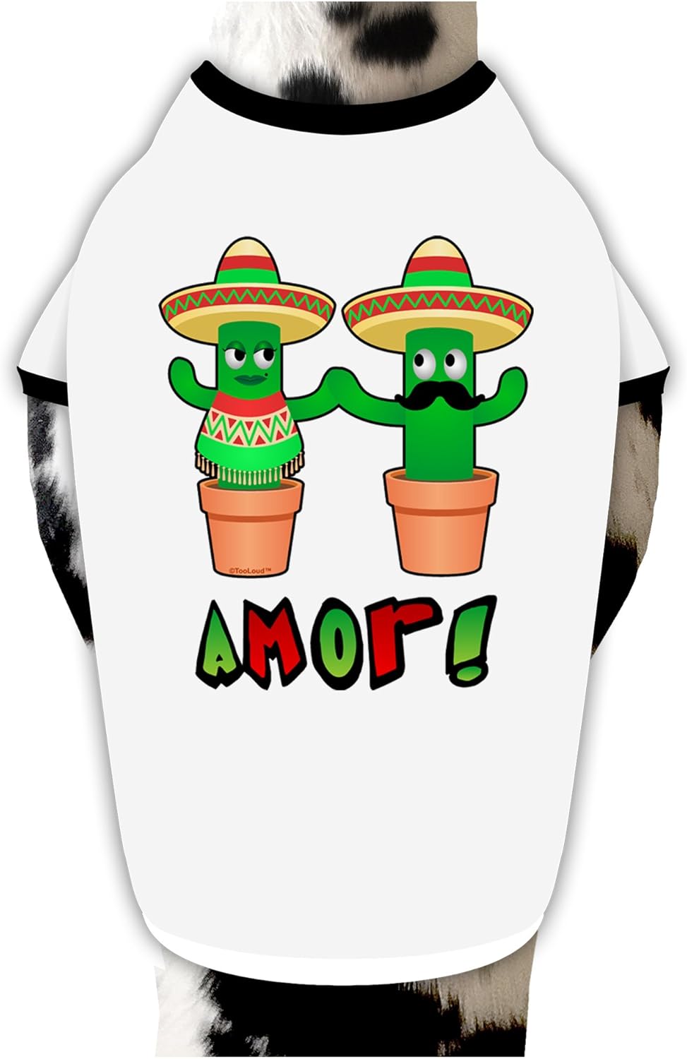 TOOLOUD Fiesta Cactus Couple Amor Dog Shirt White with Black Large