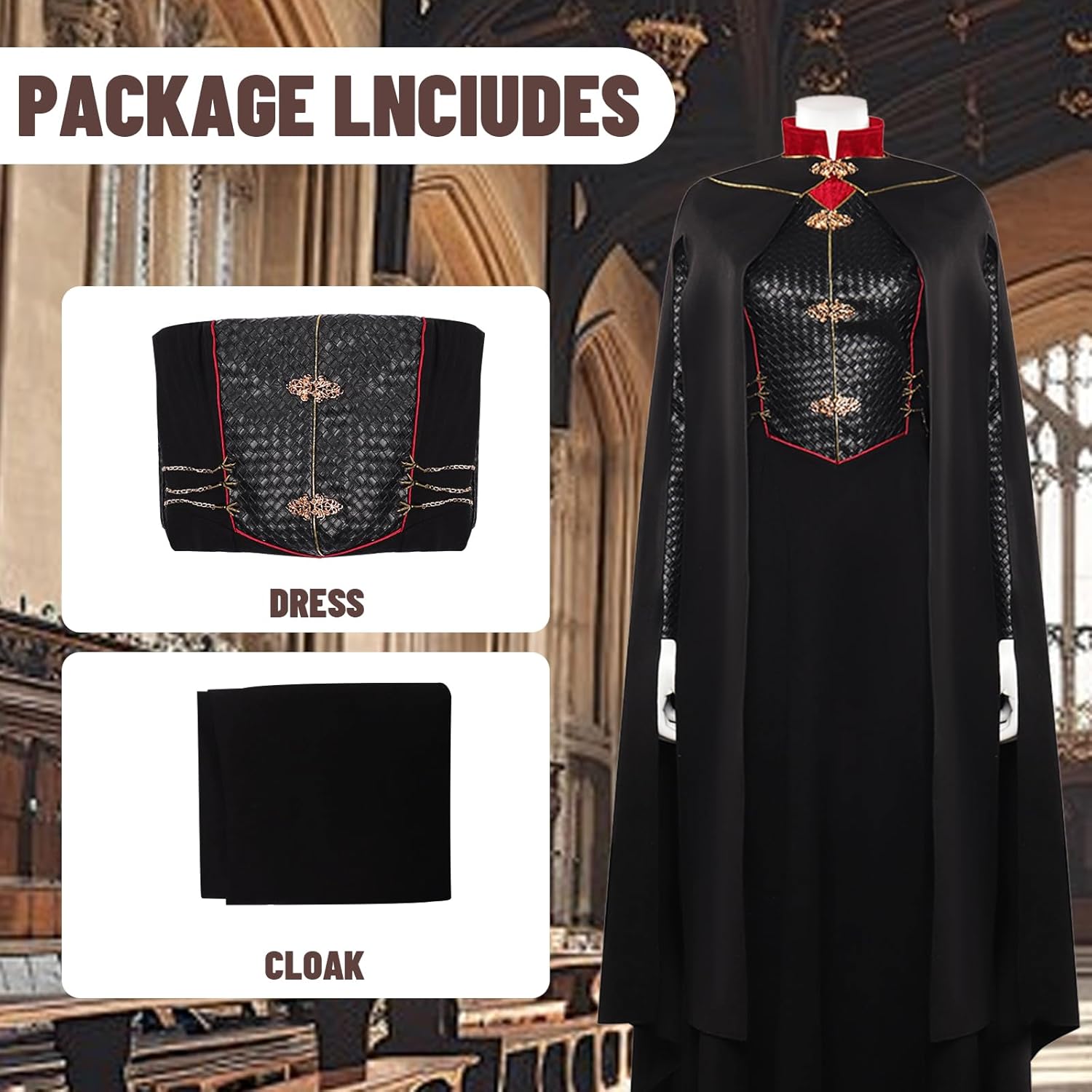Adult Princess Dragon Costume Dress Women Princess Cosplay Black Robe Cloak Suits Outfits for Halloween