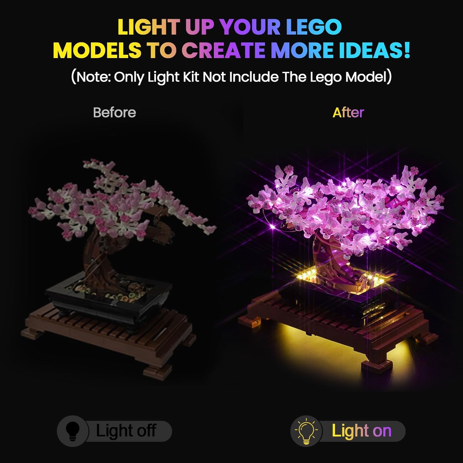 Upgraded Led Light Kit Compatible with Lego Bonsai Tree, Features Cherry Blossom Flowers Building Set, Lights Decoration Compatible with Lego 10281 (Model Not Included)