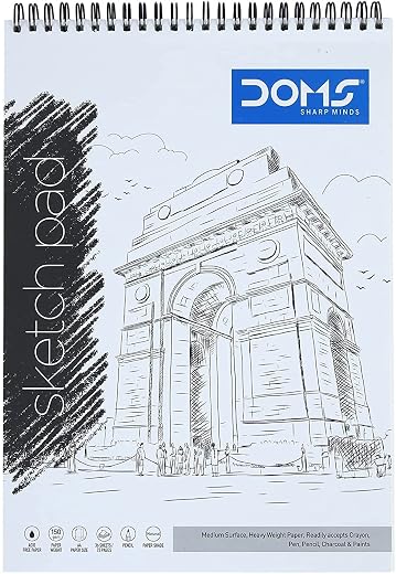 Doms Watercolor Paper Sketch Book Wiro Band Medium Surface Drawing Pad A5 Size 150 Gsm 72 Pages (Pack Of 2)