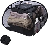 Vista 17 de Cesta de lavandería plegable, cesta de ropa plegable emergente de 90L con asas, cesta de ropa sucia de malla cuadrada para lavandería, baño