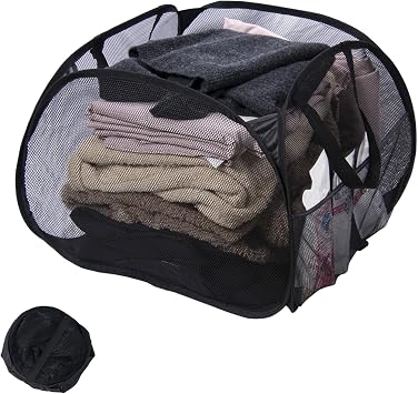 Collapsible Laundry Basket, 90L Mesh Pop-up Hamper with Handles