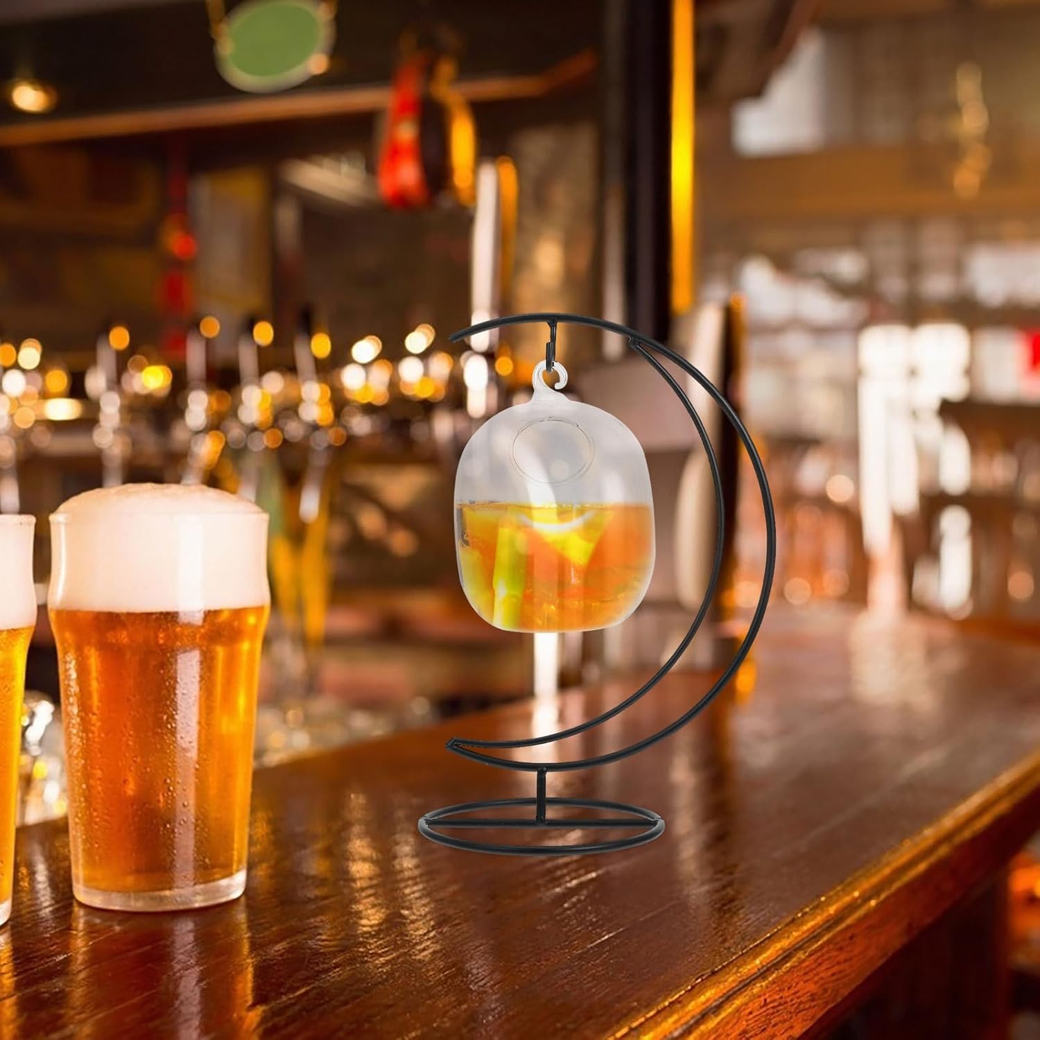 Cabilock Creative Cocktail Glass Bottle Glasses with Wrought Iron Stand, Clear Wine Beverage Hanging Rack, Bar Drink Cup ware for KTV Home Bar - Image 7