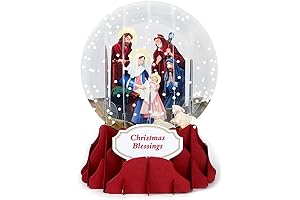 Up With Paper Nativity Pop-Up Holiday Snow Globe Greeting Card