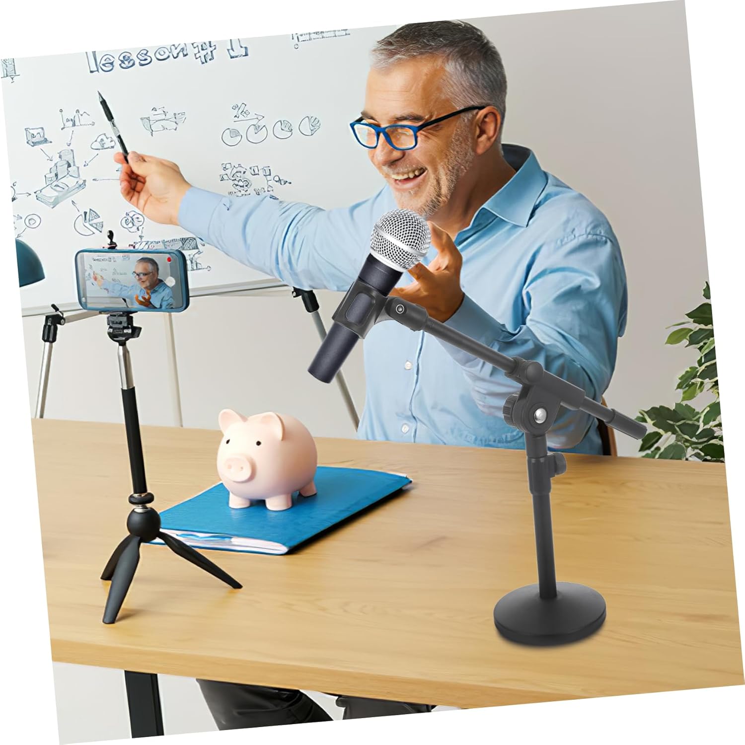 Professional Microphone Stand Boom Arm Height Adjustable for Desk Recording