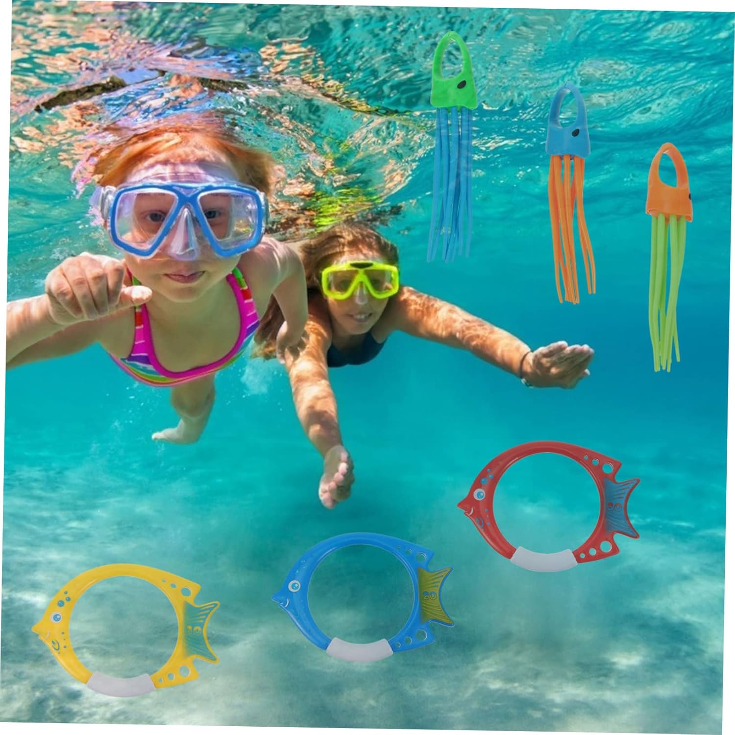 Totority 17pcs Diving for Swimming Pool Colorful Weighted Underwater Sinking with Smooth Edges for Diving Training and Water Fun Random Color