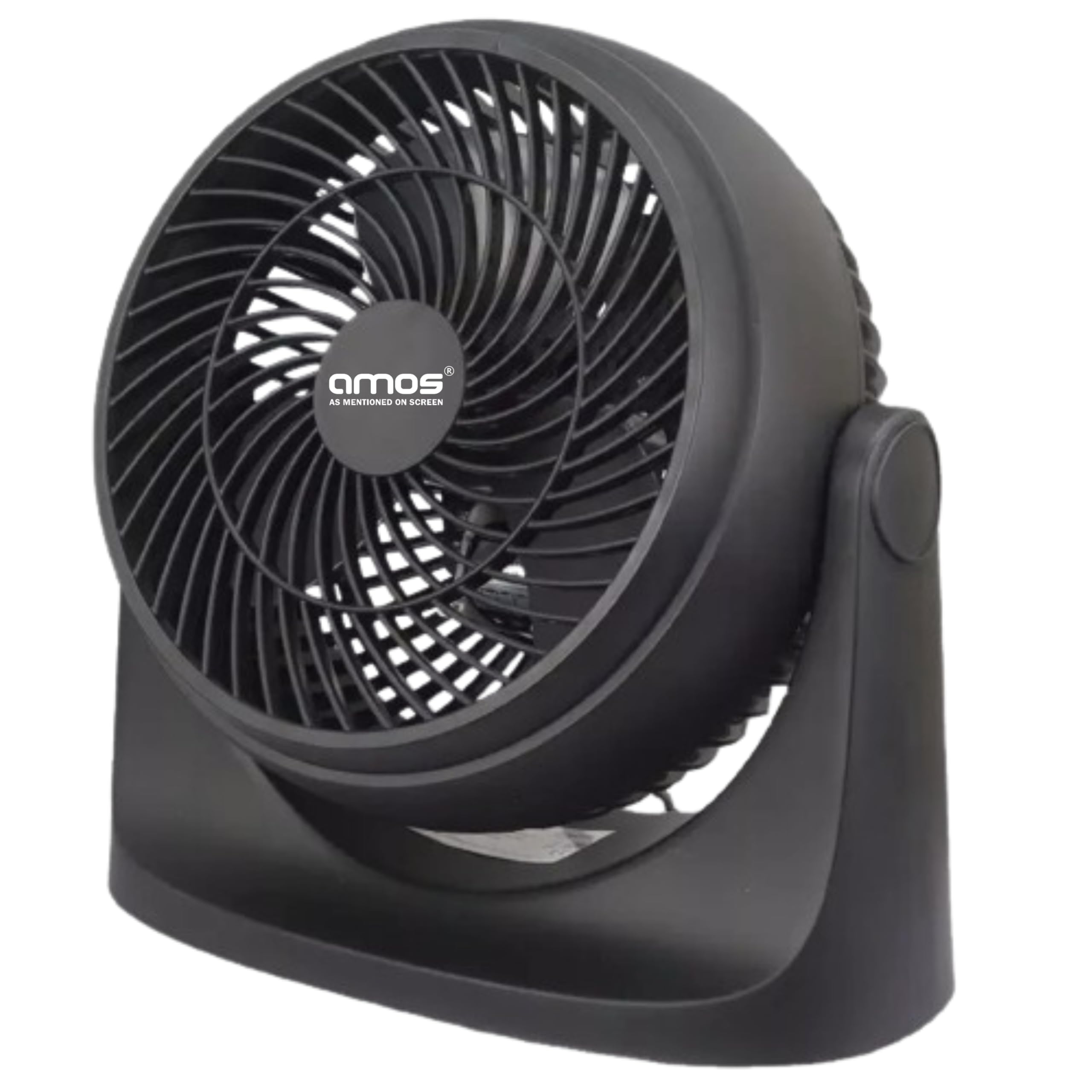 AMOS Turbo Desk Fan 8 Inch 3 Speed Settings 90° Variable Tilt Wall Mount Feature,with Powerful Blade Black
