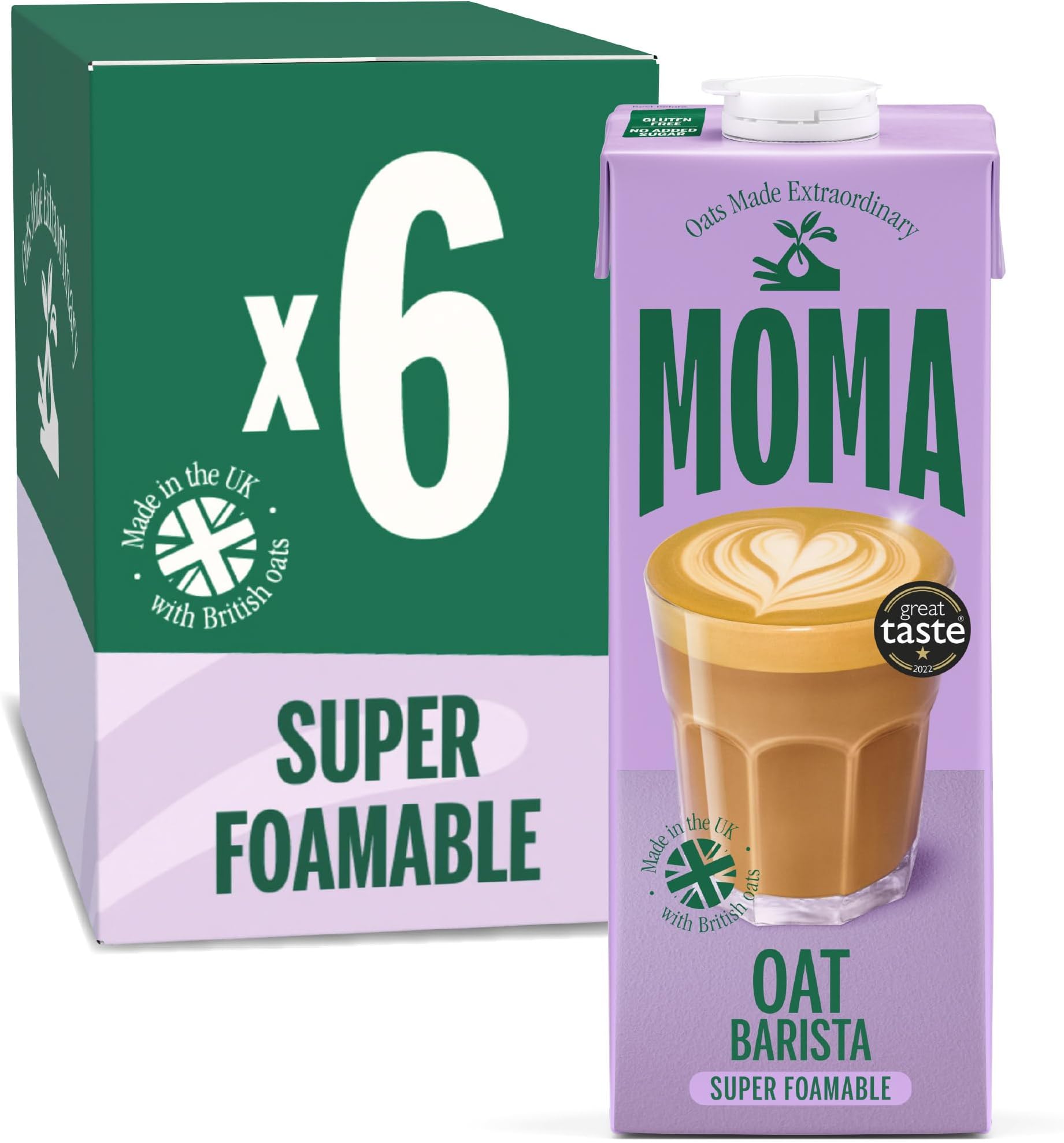 Barista Oat Drink - 6 x 1L - 100% Plant Based Vegan - Perfect for Frothy Coffee - Made with the whole of the oat for fibre and delicious flavour - No Added Sugar - Vit D, B2 and B12