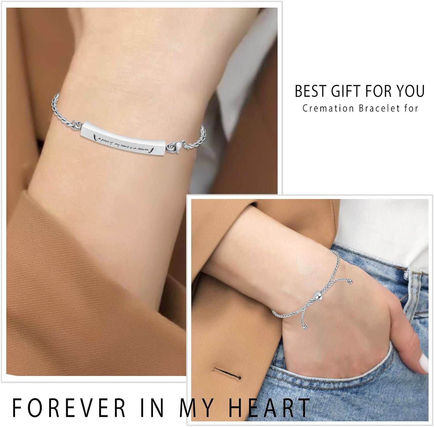 Minicremation Shiny Crystal Cremation Bracelet for Ashes for Women Cube Urn Bangle Locket Ash Holder Memorial Jewelry Bracelet Keepsake Gift