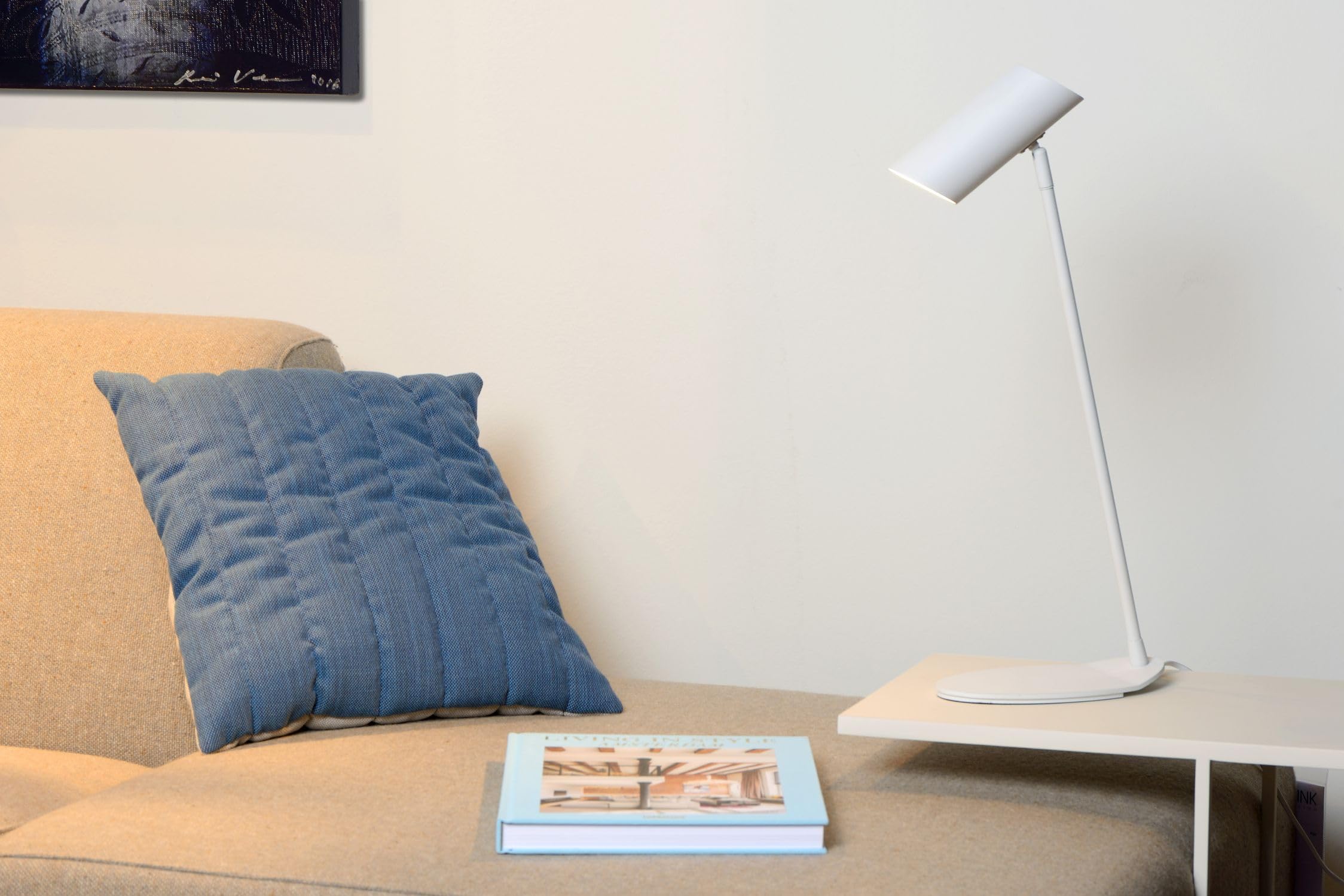 Licht-Erlebnisse Tischleuchte Metall Weiß Schreibtisch Büro GU10 schwenkbar Modern Lesen Arbeiten H:54 cm Schreibtischlampe Wohnzimmer